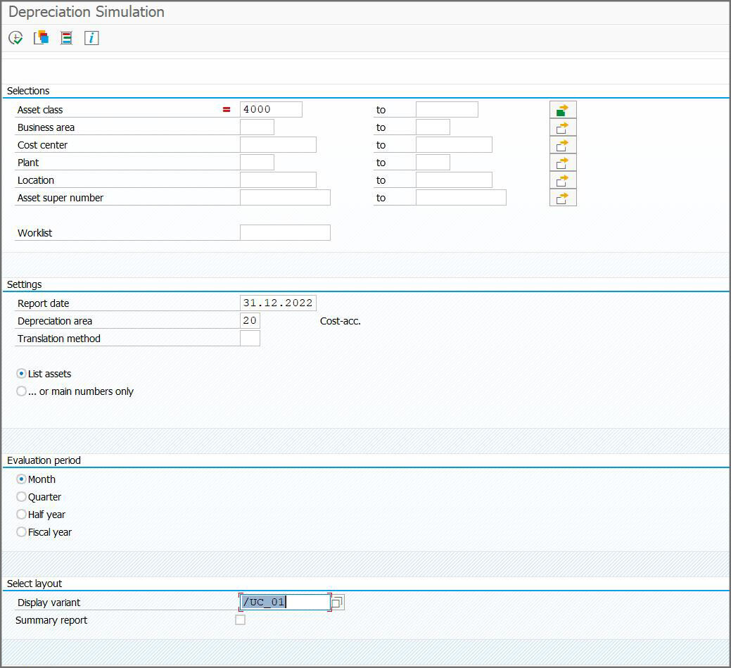 Depreciation simulation in SAP